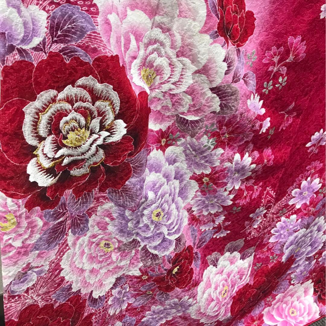 華様【帯付き】正絹　キラキラとした花柄の振袖　花尽くし　袋帯
