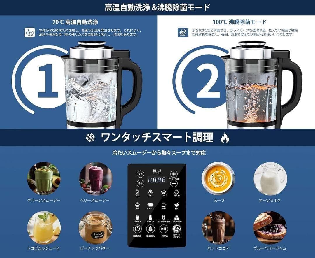 2台　豆乳メーカー 加熱 ブレンダー ミキサー スープメーカー 1.75L
