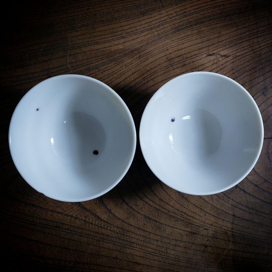 茶碗 印判 あんみつ姫 2客 昭和初期 倉金章介 昭和レトロ 窯傷