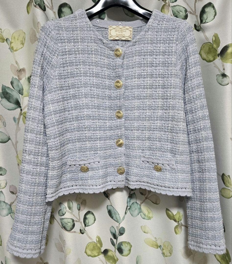Rirandture　MARIEBELLEコラボ　レースカラーニットジャケット