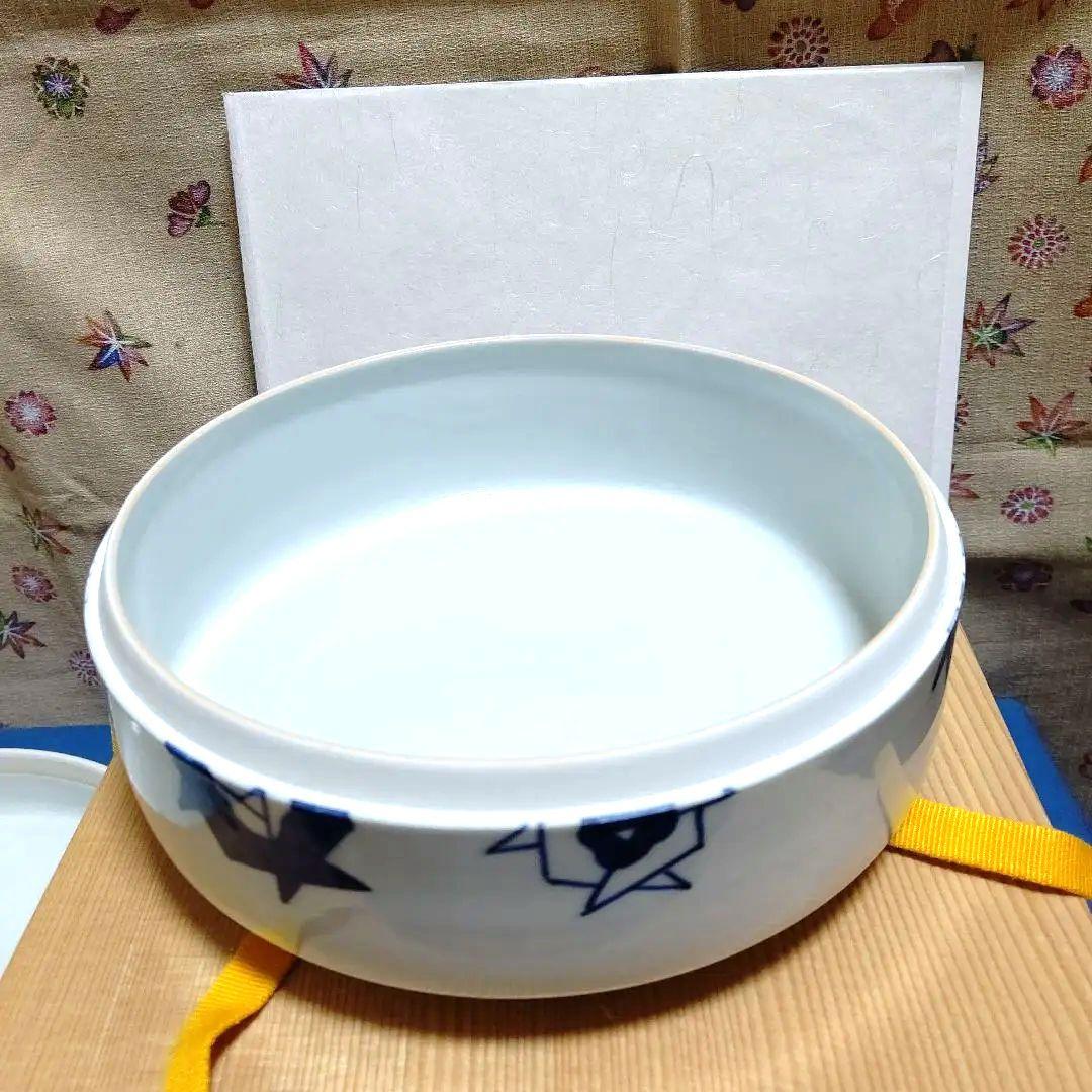 食籠、染付、うろこ鶴、昌斉作、ほり61番
