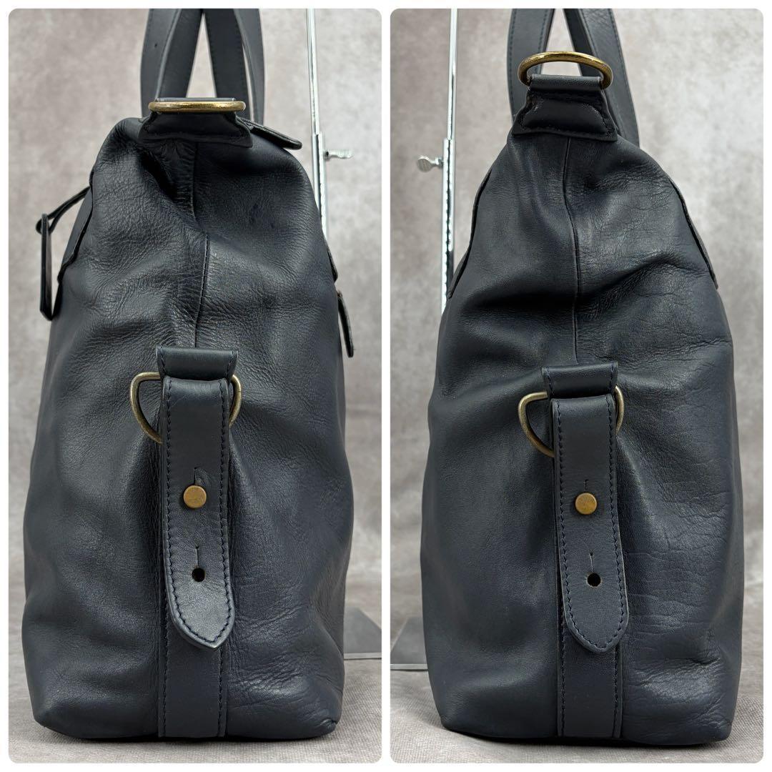 【廃版/良品✨】マザーハウス ザダン 3way ボストンバッグ レザー ネイビー