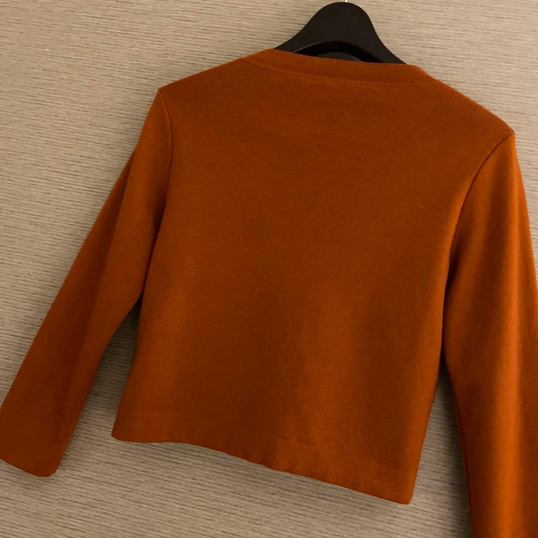 ♡美品 FOXEY カーディガン 38 ティアラボタン レンガ ウールBLEND
