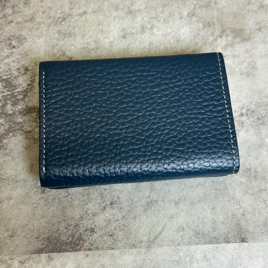 WAKO　レザー 三つ折り財布　コンパクト 青系 箱付 RG555