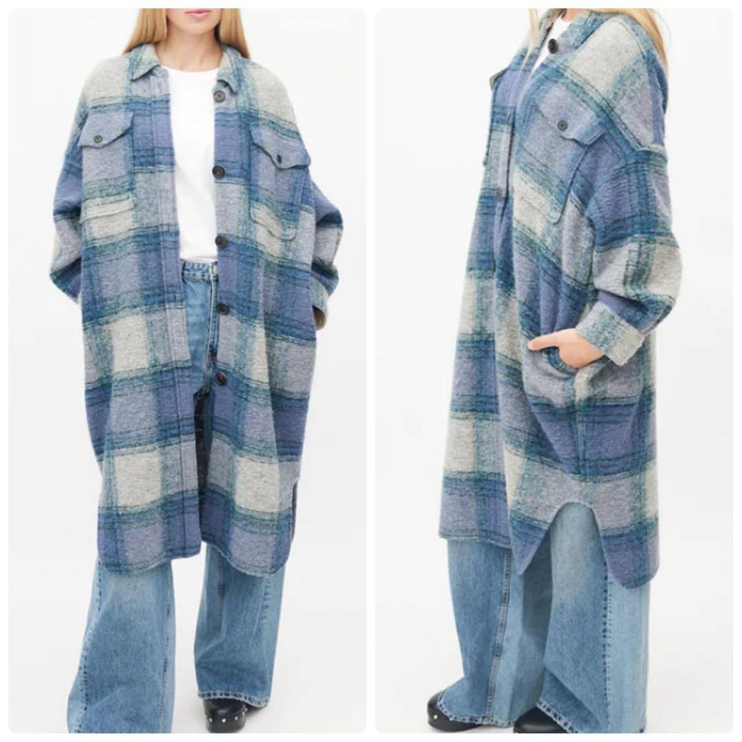 【ISABEL MARANT ETOILE】シャツ型　ロングコート　チェック　青