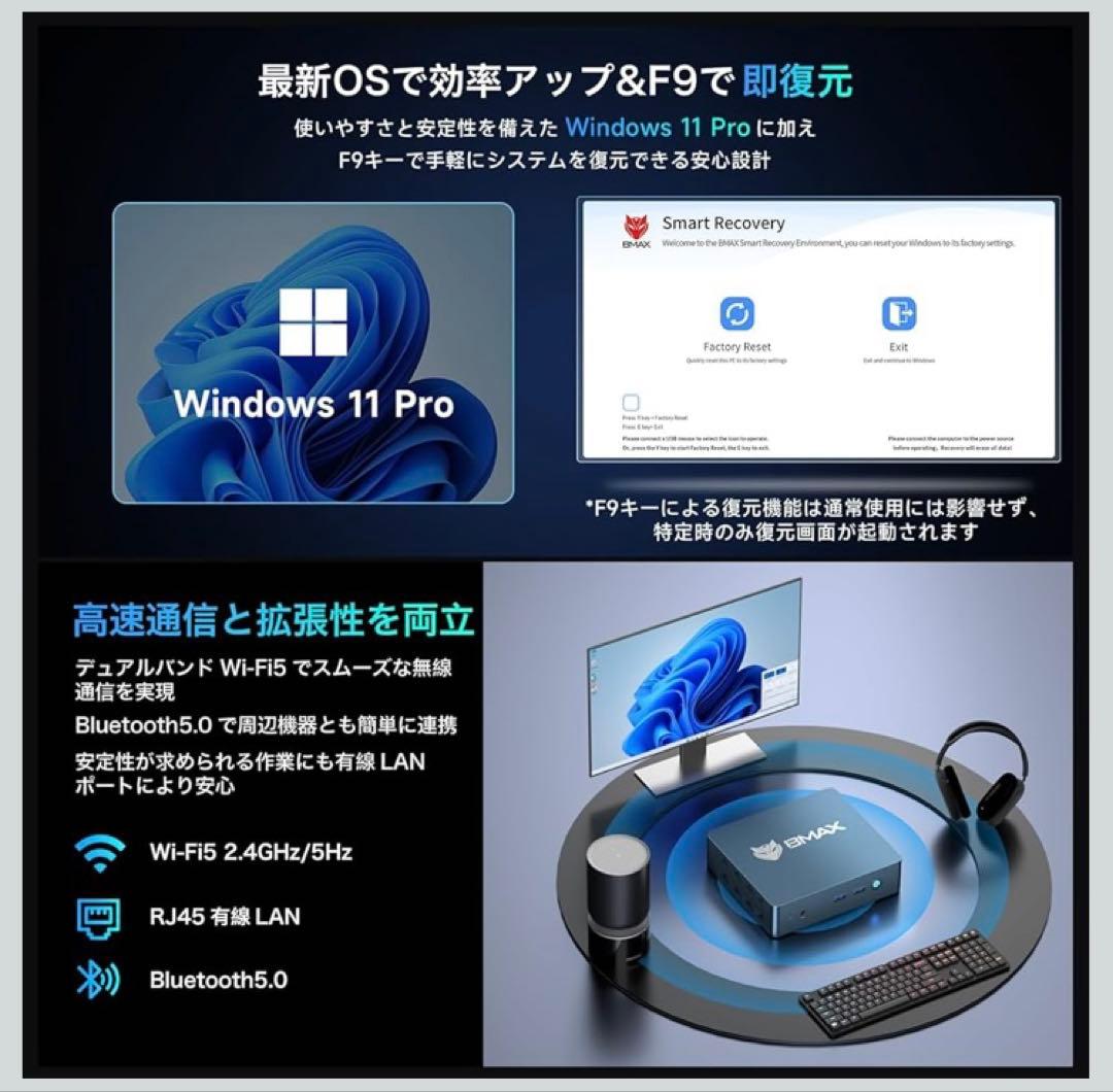 Bmax B2 PowerミニPC Win11 Pro 8GB/256GB 新品