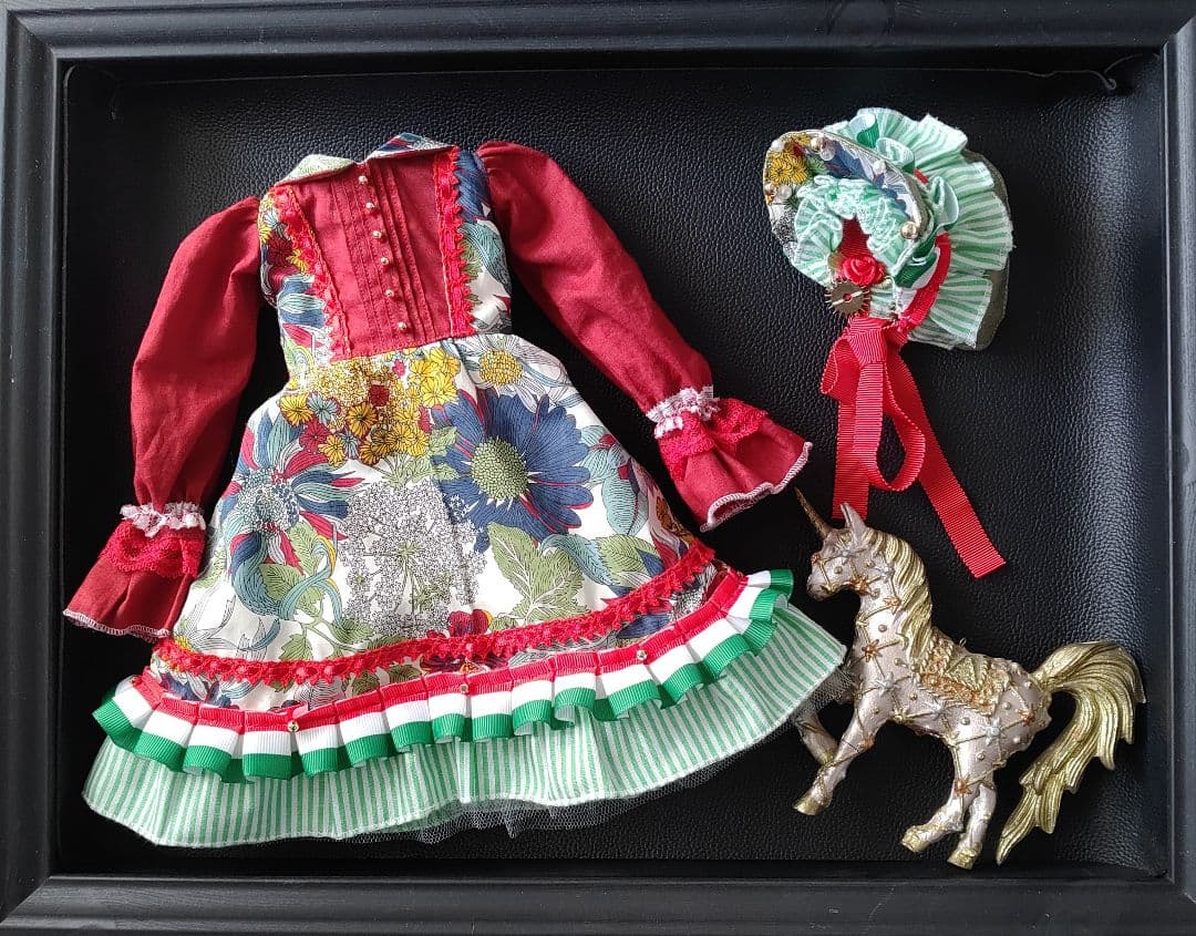 SDM//40cmドール//ワンピース-花柄- バッスルスカート//ハンドメイド