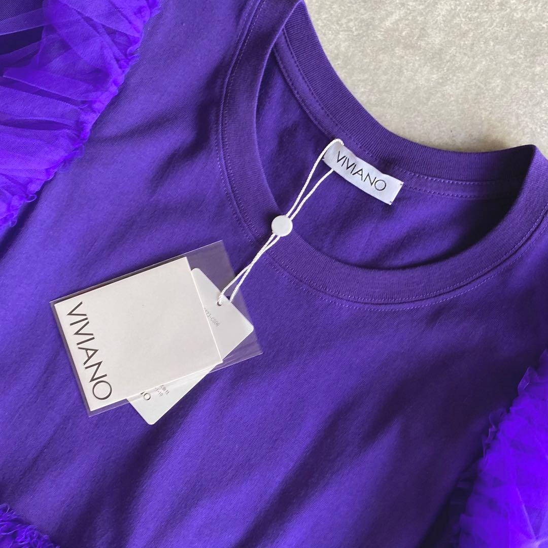 トップス VIVIANO Tulle Layered Puff Sleeve TEE
