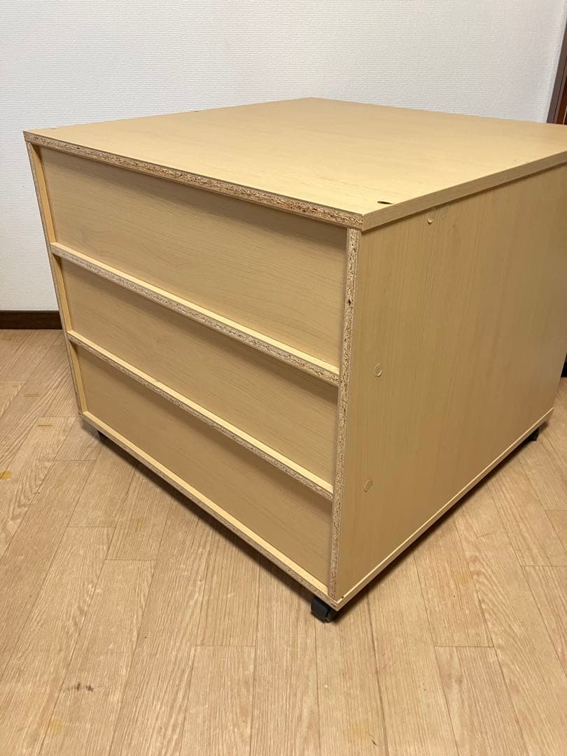 【美品】押入れ用 ナチュラル3段チェスト キャスター付 タンス 収納 引き出し
