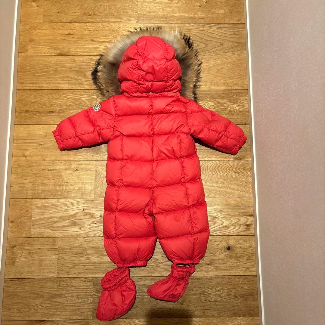 モンクレール Moncler ベビー フード付きダウンオールインワン ピンク