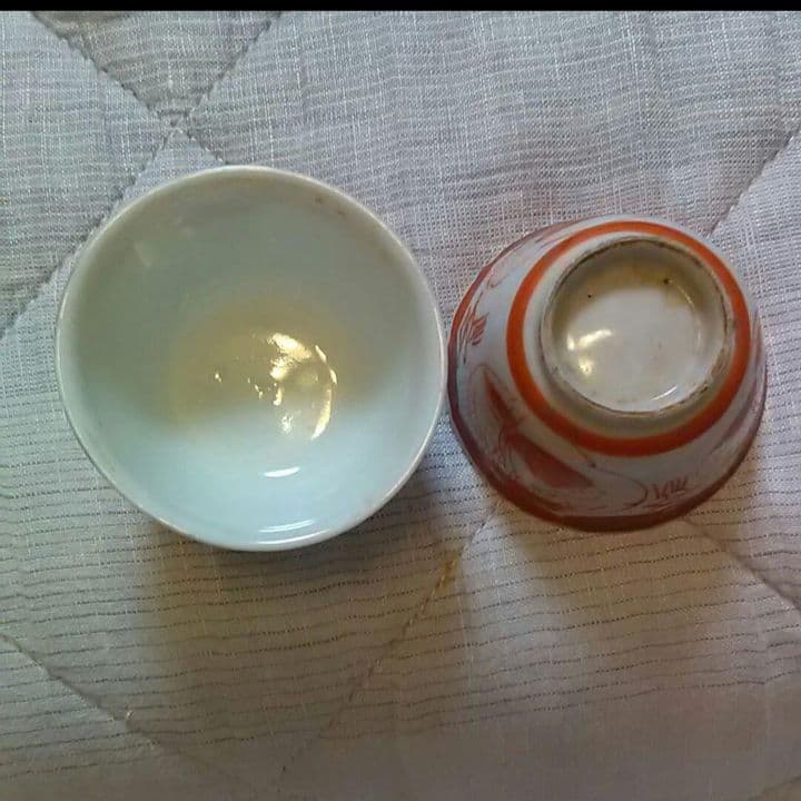 骨董   古伊万里   湯呑み　赤絵