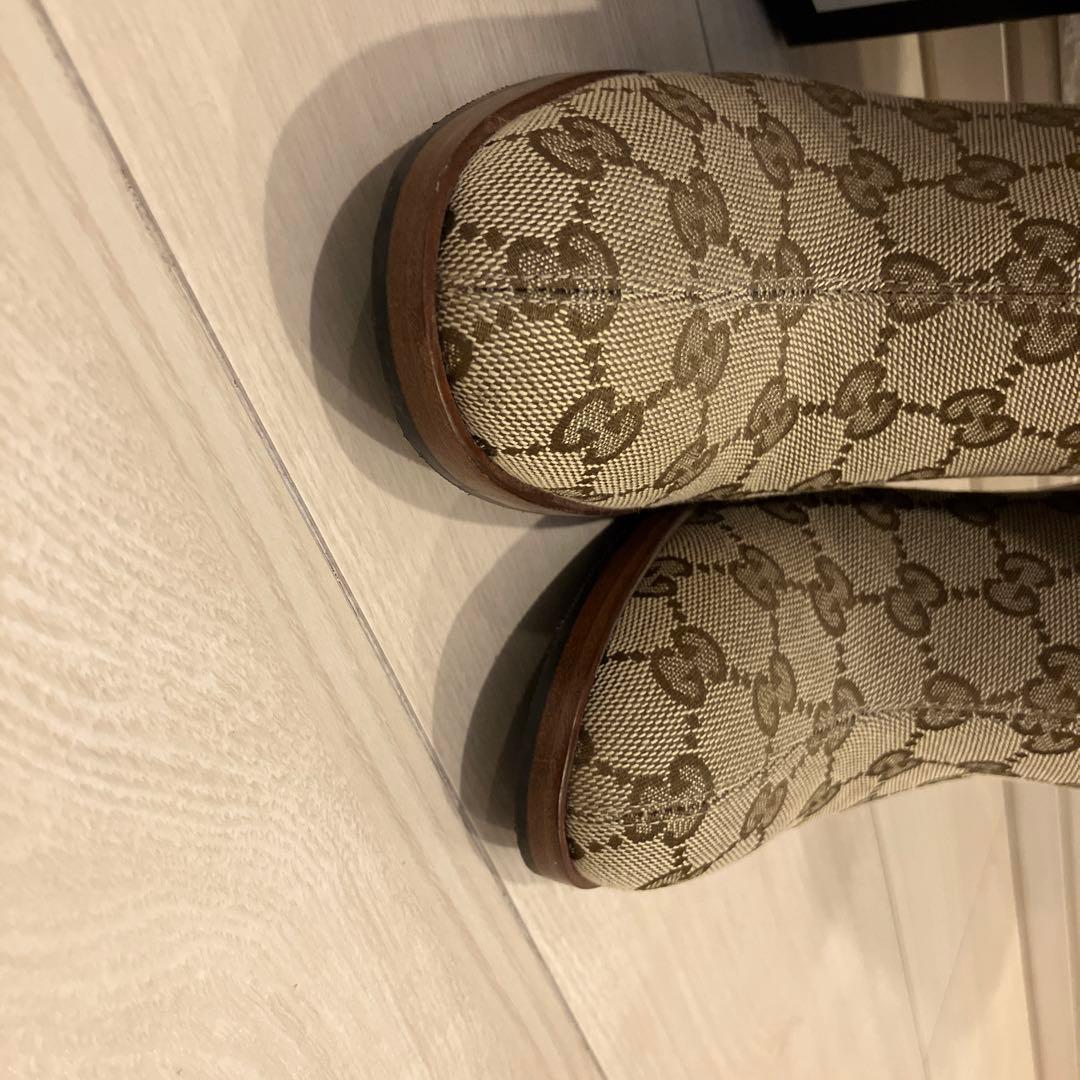 ［美品]GUCCI グッチ　GG キャンバス　ロゴ　ブーツ　ベージュ