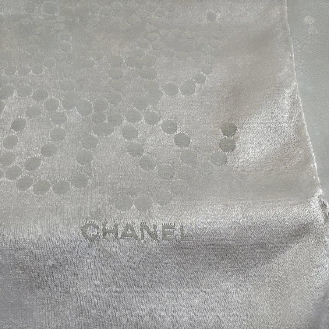 CHANEL ライトブルー ドット柄 ストール　スカーフ