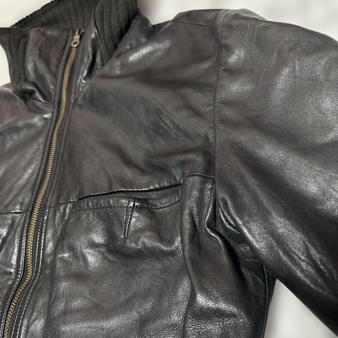 MASCULO 羊革 ラムレザー ボンバージャケット 38/M キルティング裏地