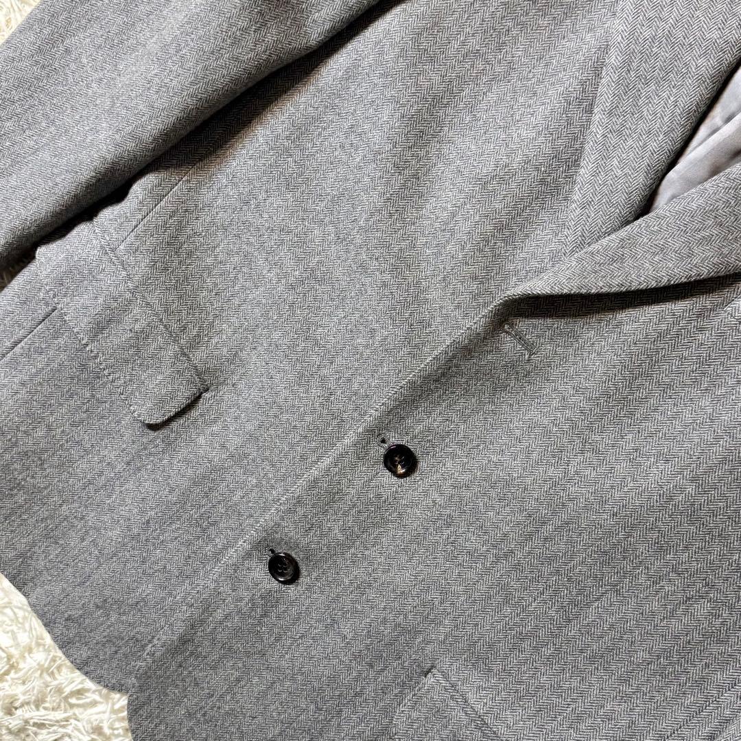 【美品】パパス　ウール　ヘリンボーン　ツイード　ジャケット　裏地ロゴ　M