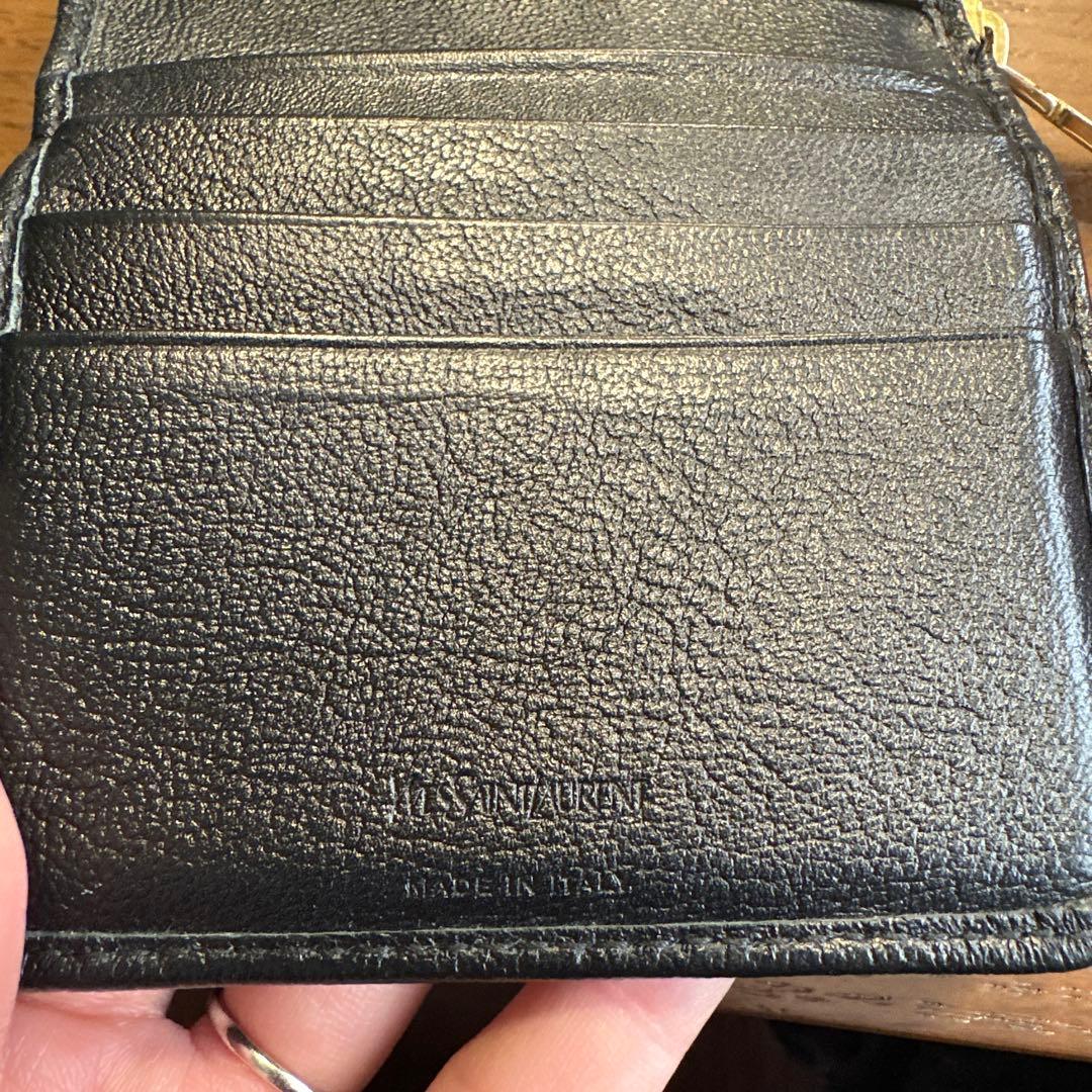 サンローラン YSL 黒 レザー 二つ折り財布