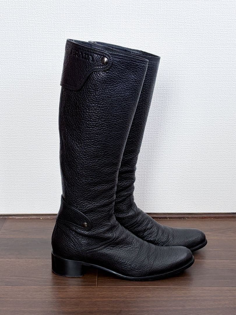 PRADA レザー ロングブーツ ブラック　25.5cm