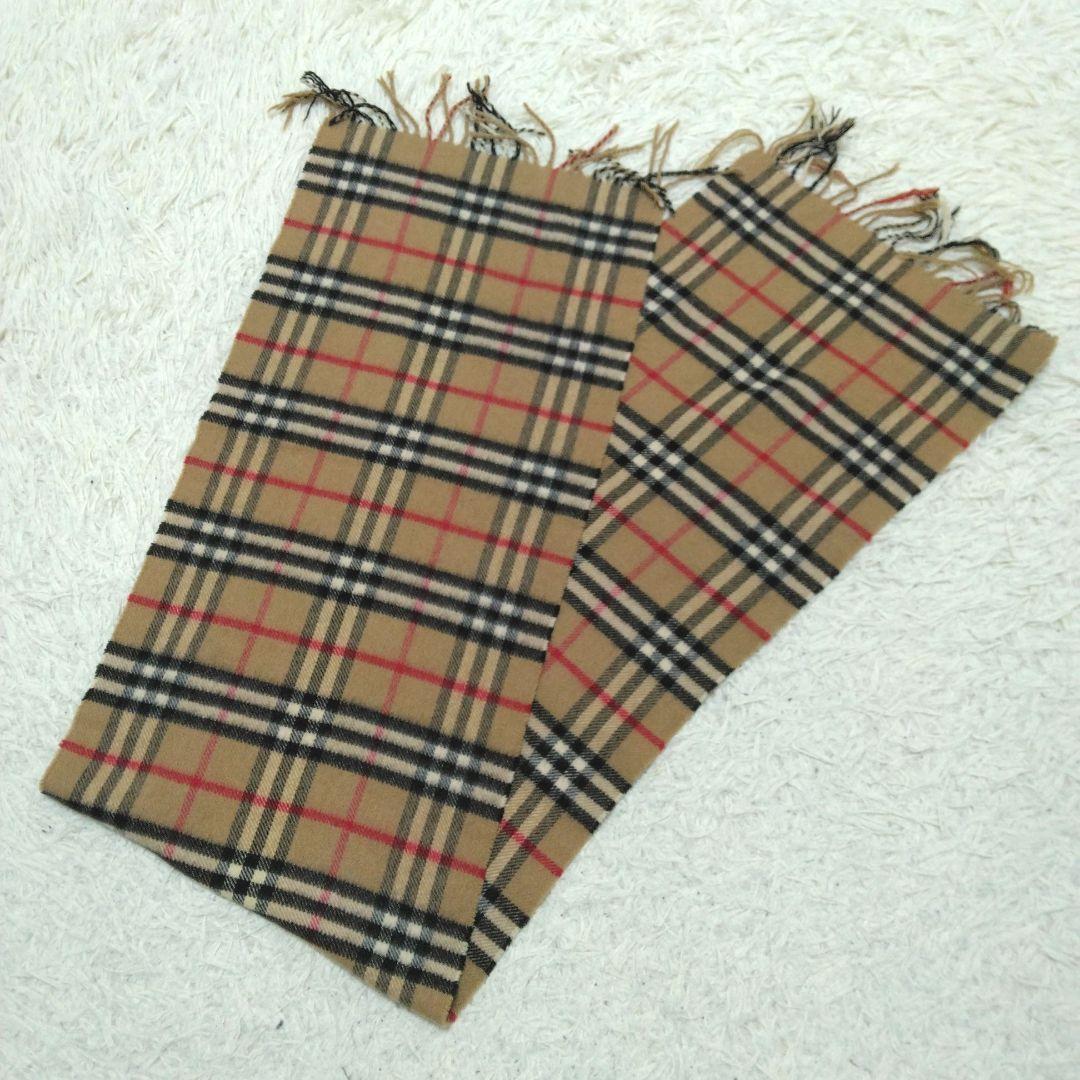 Burberry バーバリー ノバチェック カシミヤ100% フリンジ マフラー