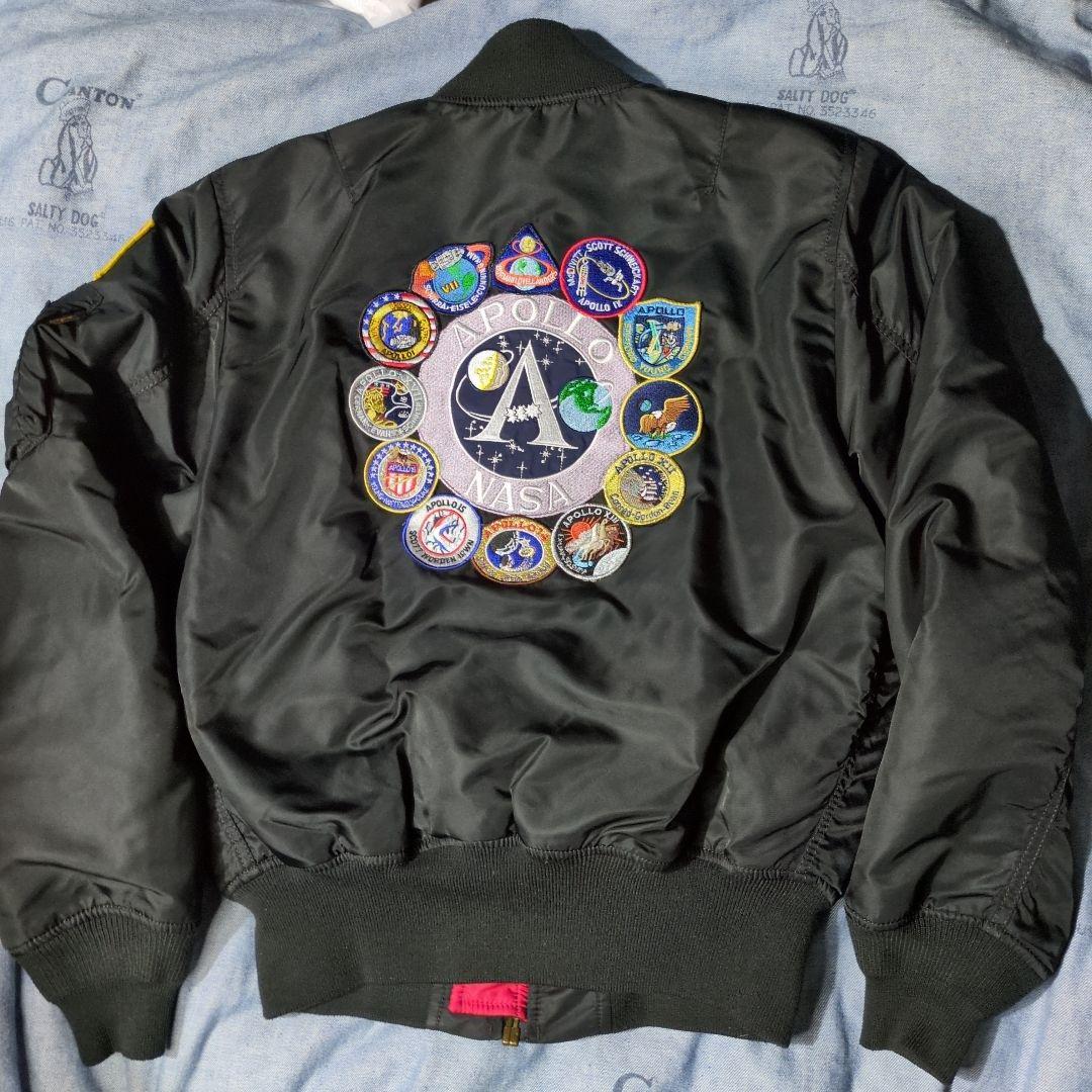 ALPHA ＭＡ１NASA APOLLO ワッペン　刺繍　BLACK