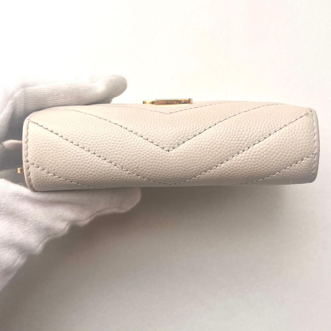 サンローラン Vステッチ キルティング 二つ折り財布 YSL 0202-①