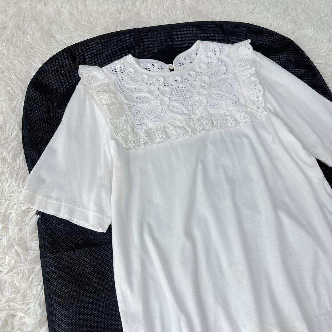 【極美品】MUVEIL ミュベール バテンレース フリルプルオーバー カットソー