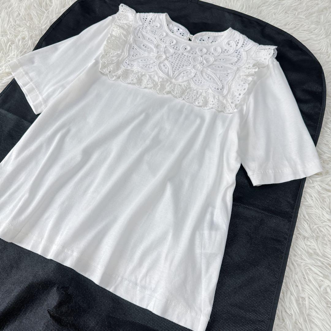 【極美品】MUVEIL ミュベール バテンレース フリルプルオーバー カットソー
