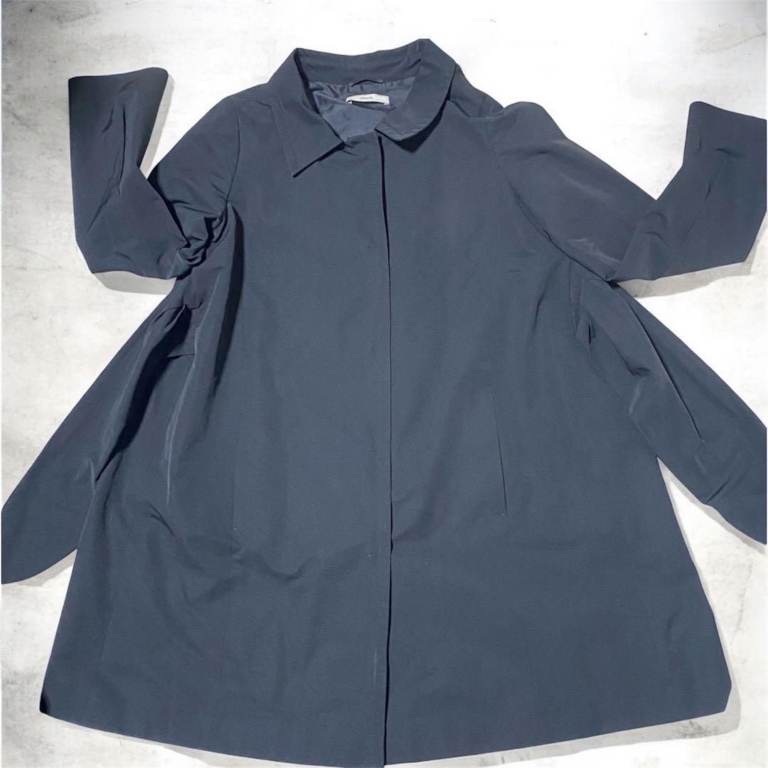美品 プラダ PRADA スプリングコート トレンチコート バックリボン 黒