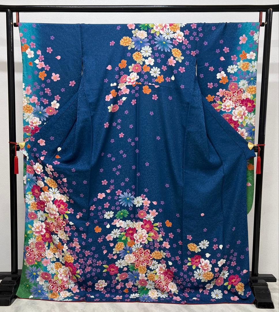 振り袖　フルセット　別誂長襦袢　成人式　金彩加工　刺繍入り　銀通し　813