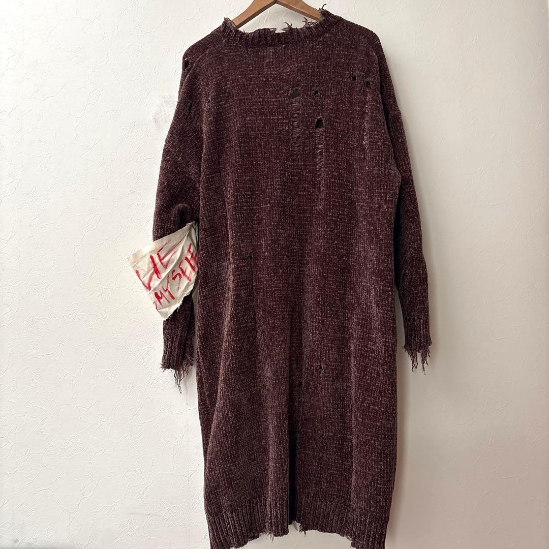 KOBINAI ダメージ加工 ロングカーディガン
