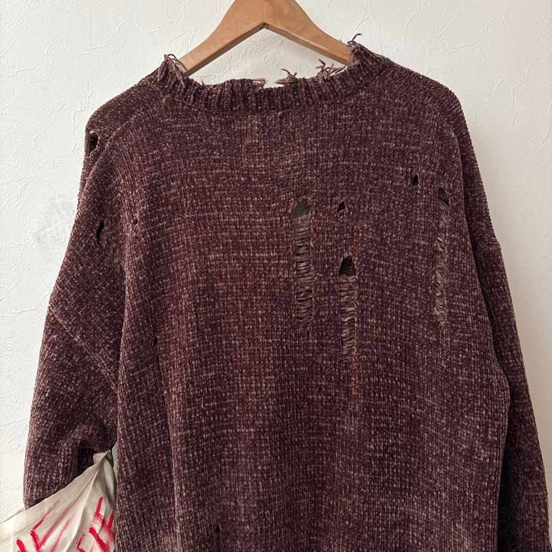 KOBINAI ダメージ加工 ロングカーディガン