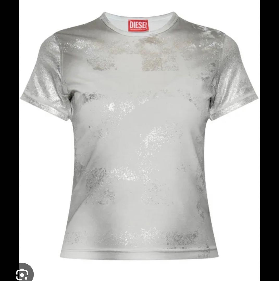 未使用　DIESEL シルバープリント半袖Tシャツ