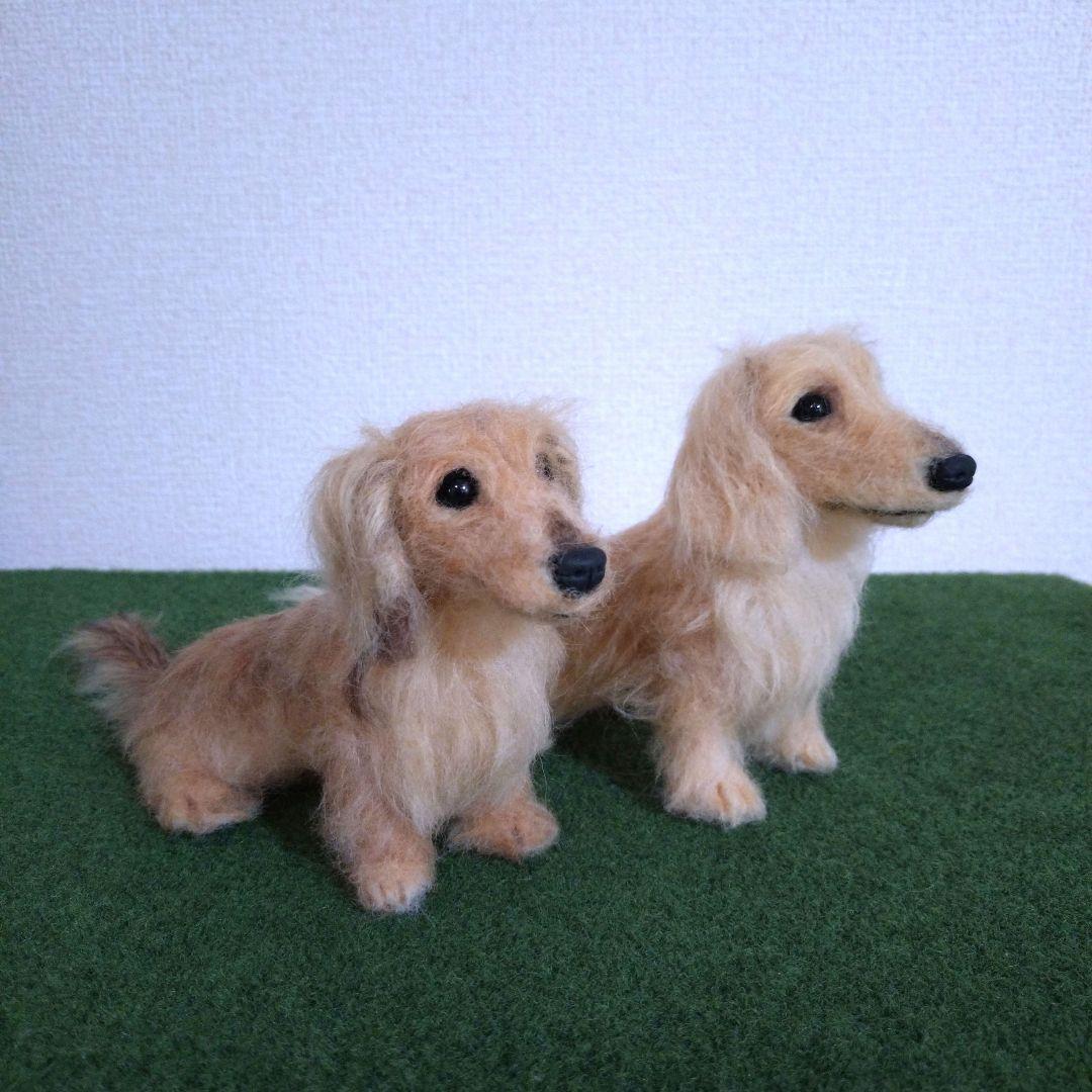 non　羊毛フェルト　犬　ミニチュアダックスフンド【２匹】ハンドメイド