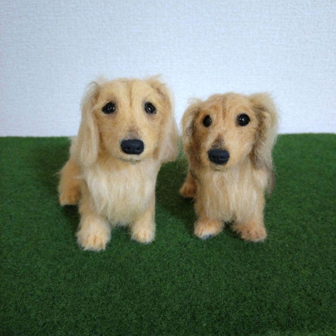 non　羊毛フェルト　犬　ミニチュアダックスフンド【２匹】ハンドメイド
