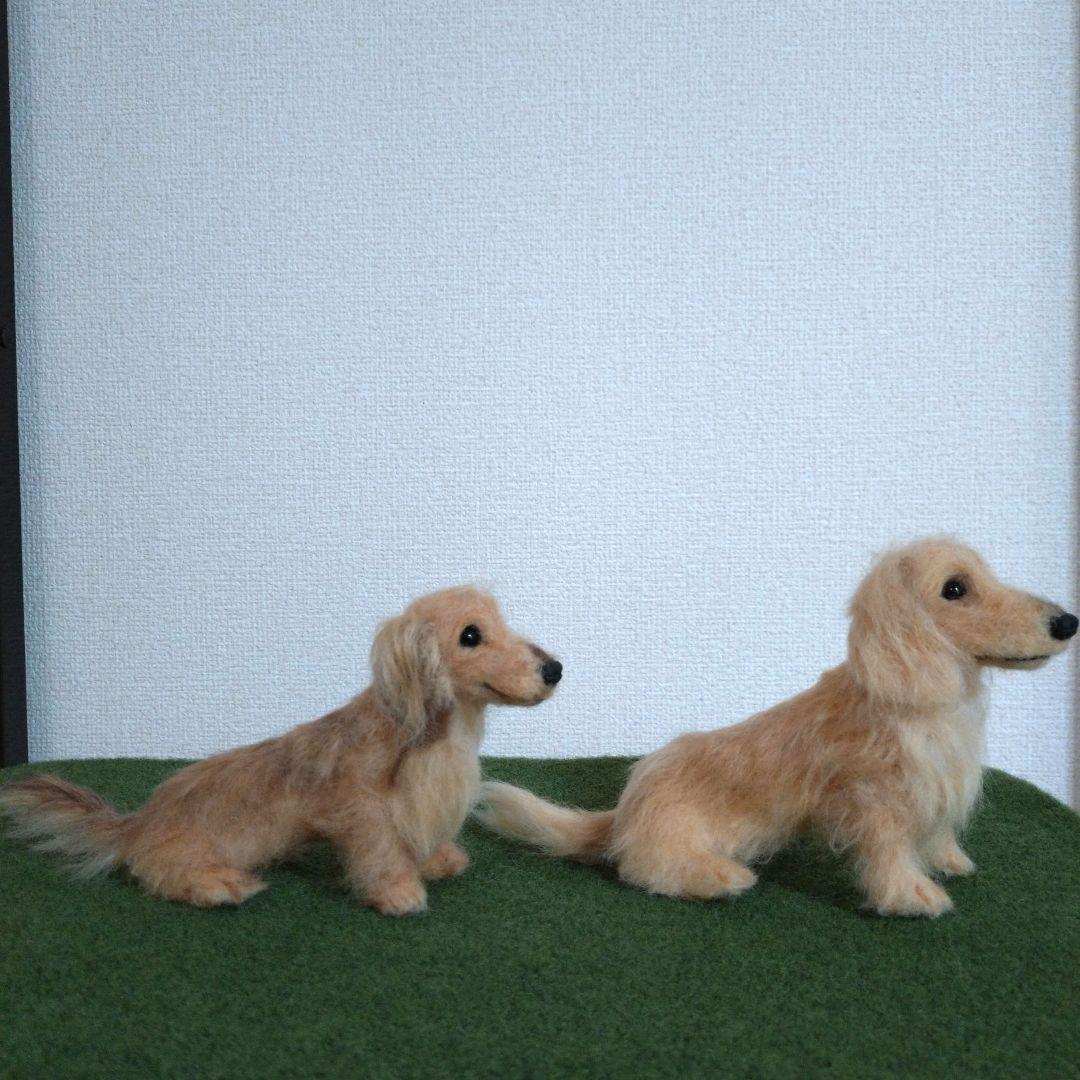 non　羊毛フェルト　犬　ミニチュアダックスフンド【２匹】ハンドメイド