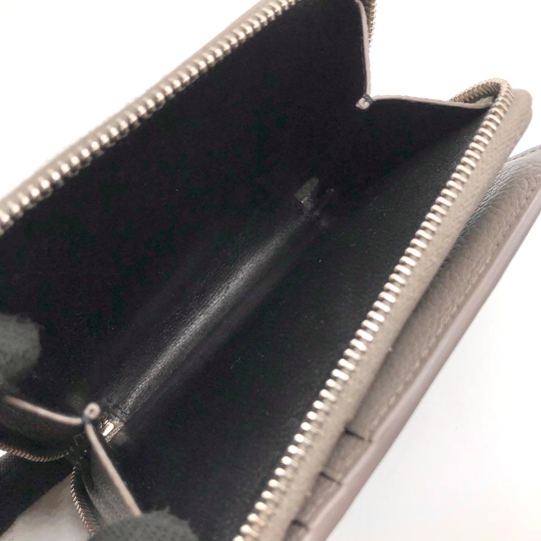 サンローラン 2つ折り財布 コンパクトジップアラウンドウォレット グレー レザー