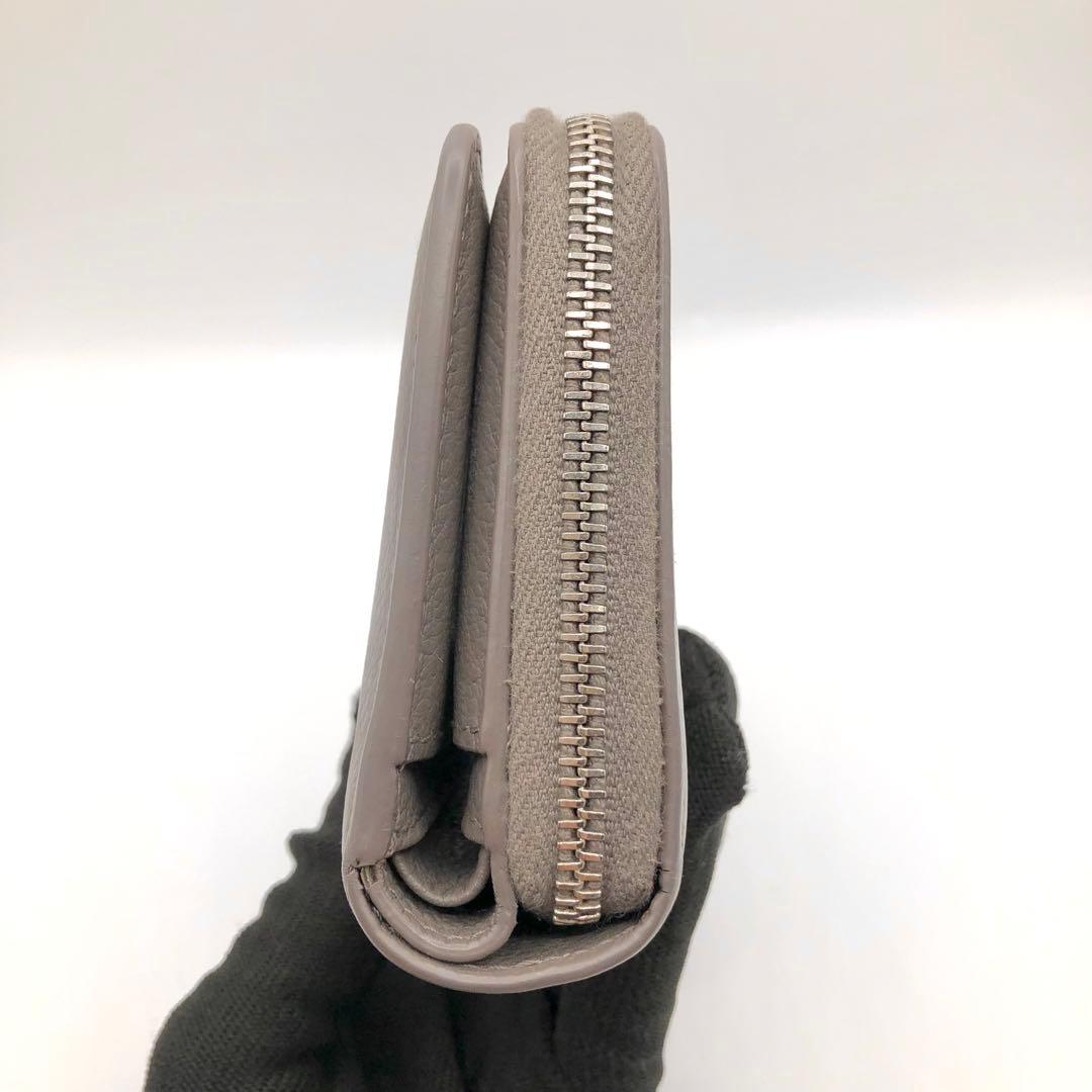 サンローラン 2つ折り財布 コンパクトジップアラウンドウォレット グレー レザー