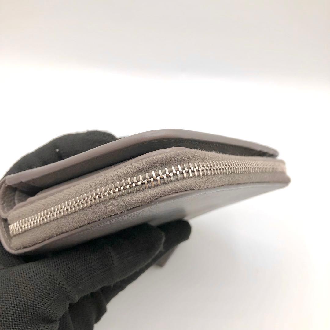 サンローラン 2つ折り財布 コンパクトジップアラウンドウォレット グレー レザー