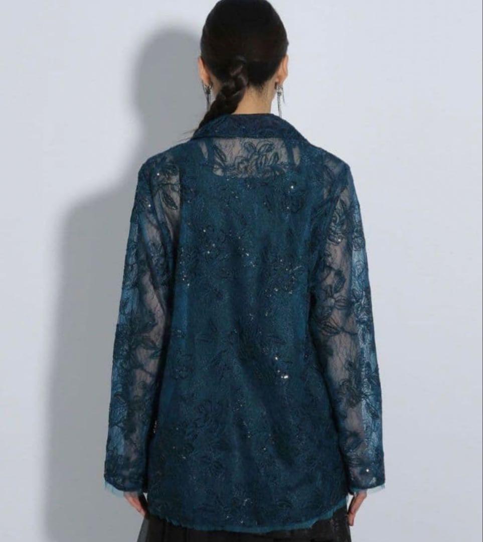 美品 HARE フラワーレースジャケット ブルー
