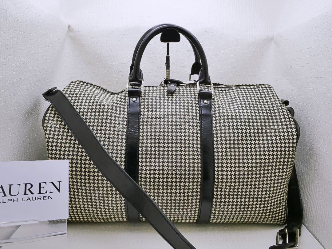 ★美品　RALPH LAUREN ラルフローレン　千鳥柄ボストンバッグ　ショルダ