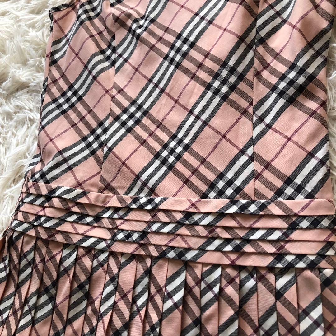 極美品✨バーバリーブルーレーベル【38】キャミソールプリーツワンピース　ピンク