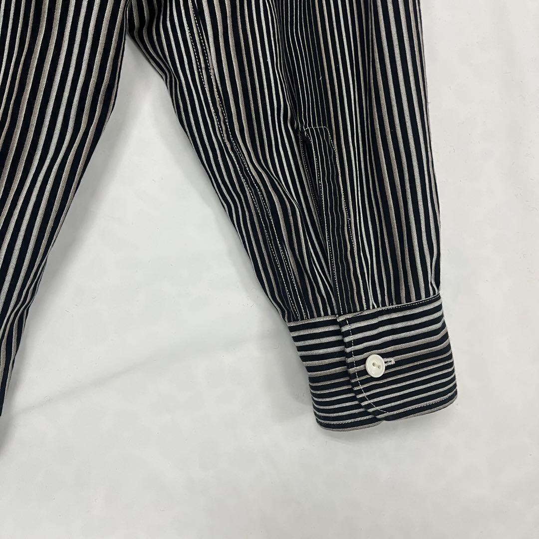 【美品】小倉縞縞 立体ストライプ フーデッドシャツ #131 小倉織 40s仕様