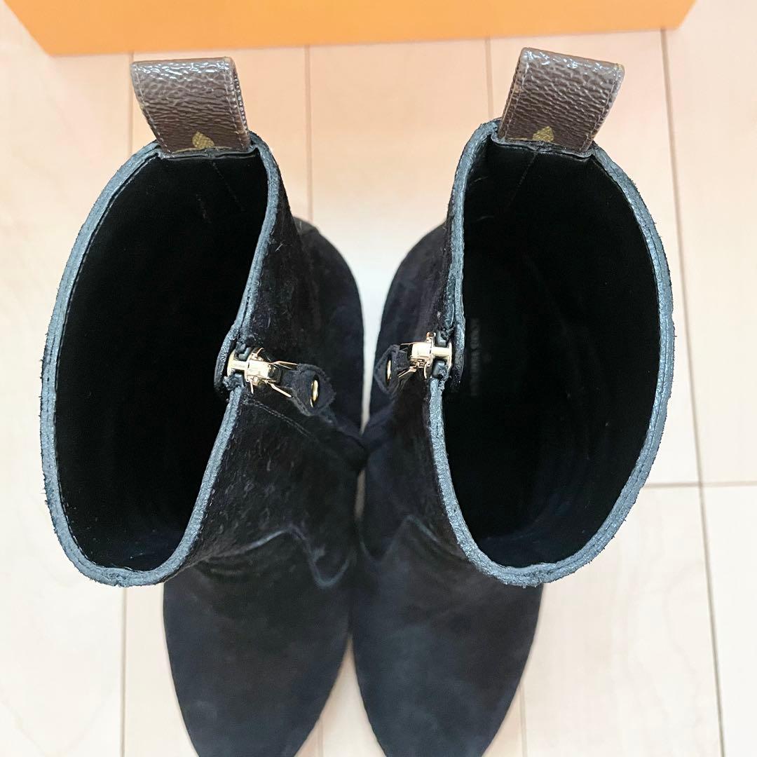 LOUIS VUITTON モノグラム スエード アンクルブーツ 37 1/2