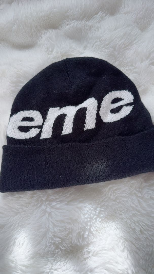 ※か※ Supreme 黒 ビーニー ニット帽大人気ブラック♡