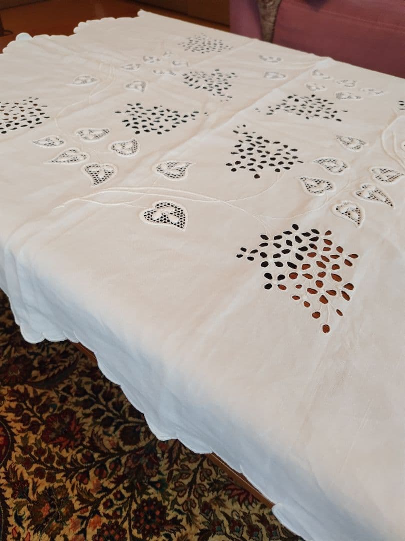 刺繍模様 テーブルクロスビンテージ