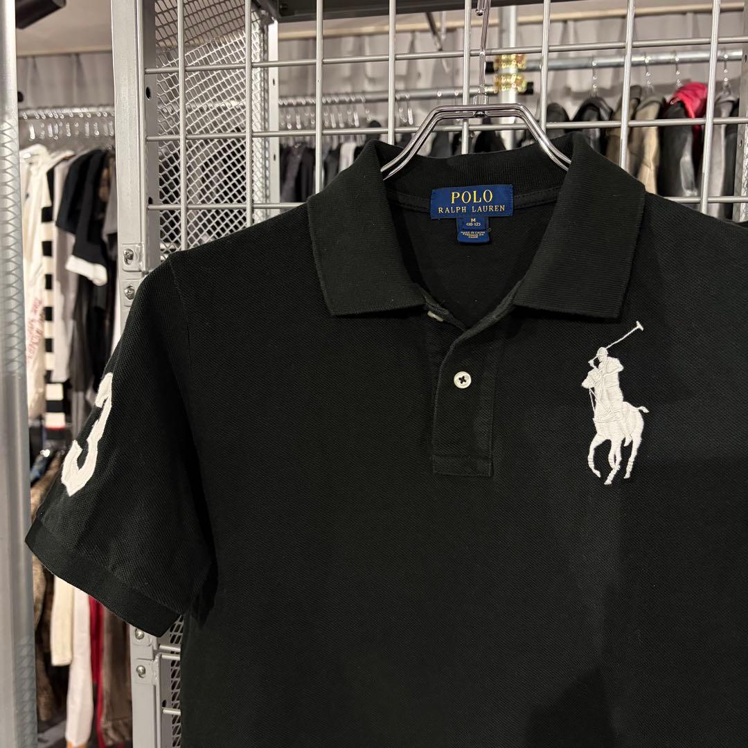 ラルフローレン　ポロシャツ　ビックポニー　Y2K 刺繍　polo ブラック