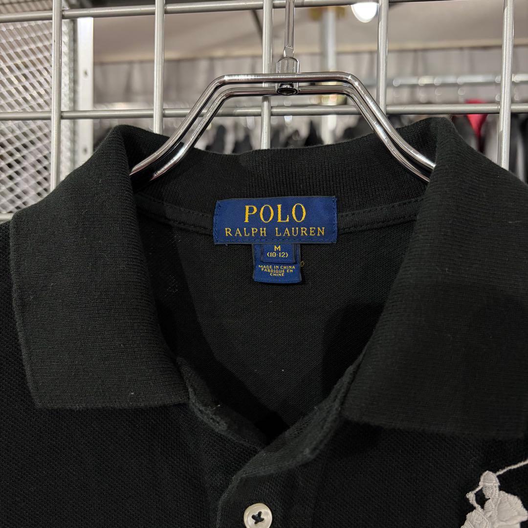 ラルフローレン　ポロシャツ　ビックポニー　Y2K 刺繍　polo ブラック