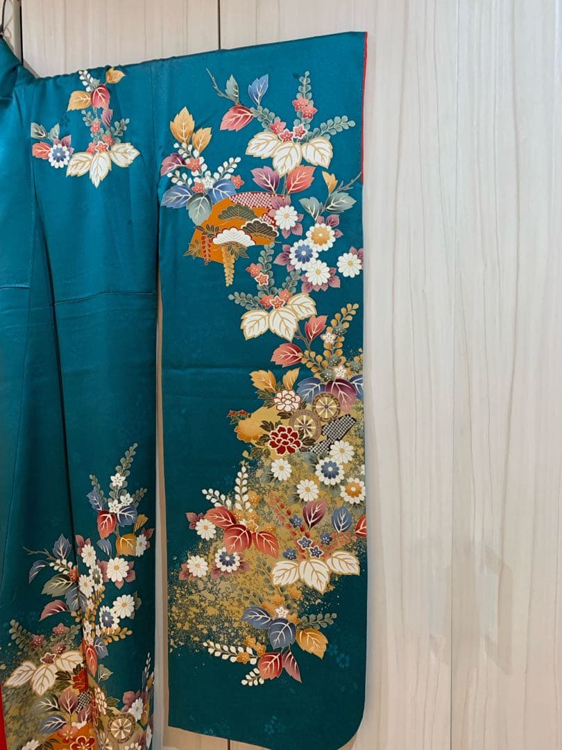 TASMC3 振袖　正絹　手描友禅　中古　花　美品　tjk003