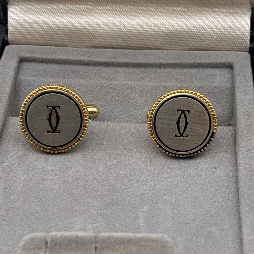 Cartier カルティエ カフス カフリンクス ダブルC ロゴ 金×銀