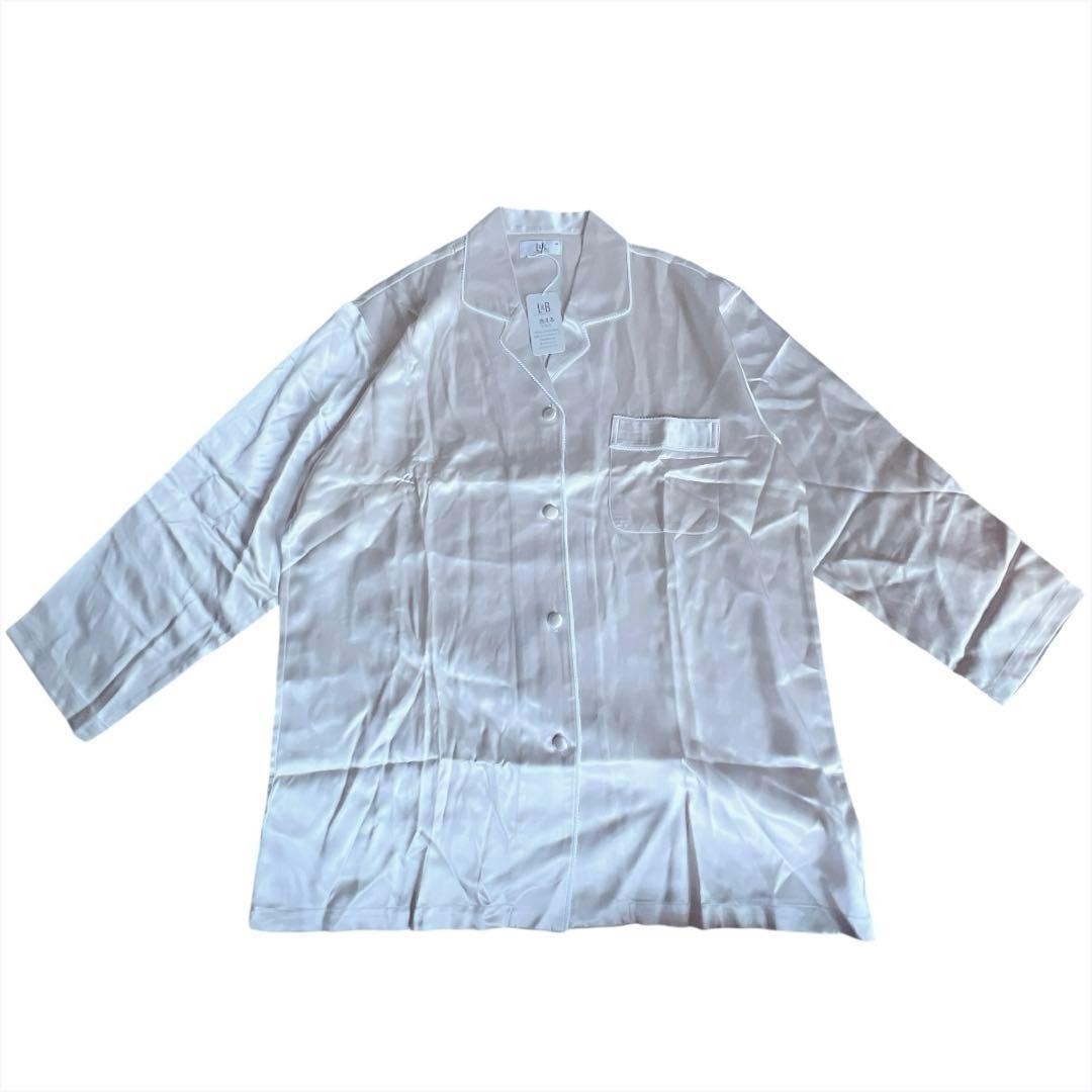 【新品タグ付】L&B パジャマ シルク100% 長袖 絹 M ベージュ ピンク