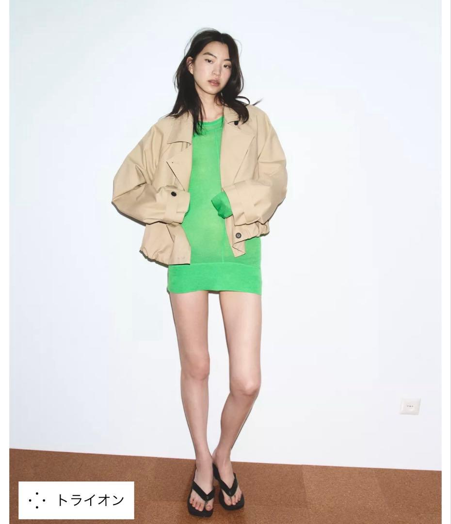 タグ付き新品★ZARAのショートバルーントレンチコート★Lサイズ★コムギ色